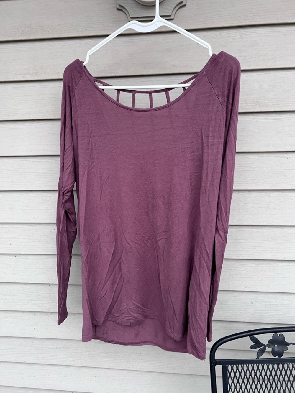 Charlotte Russe Mauve Strappy-Back Long Sleeve Top